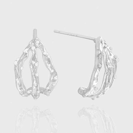 Irregular Hollow Claw 925 Sterling Silver Stud Earrings