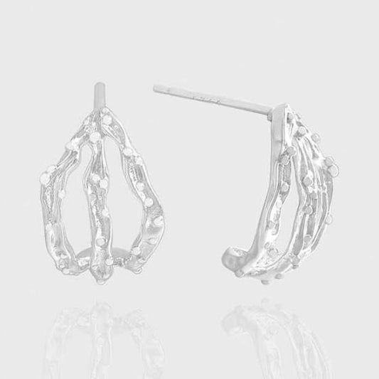 Irregular Hollow Claw 925 Sterling Silver Stud Earrings