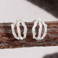 Irregular Hollow Claw 925 Sterling Silver Stud Earrings