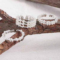 Irregular Knot Grid Adjustable Stacker Ring, 925 Sterling Silver