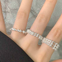 Irregular Knot Grid Adjustable Stacker Ring, 925 Sterling Silver