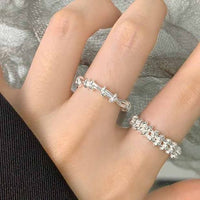 Irregular Knot Grid Adjustable Stacker Ring, 925 Sterling Silver