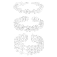 Irregular Knot Grid Adjustable Stacker Ring, 925 Sterling Silver