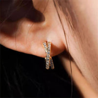 Double Circles Cross 925 Sterling Silver Hoop Earrings