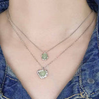 Green Crystal Heart Necklace in 925 Sterling Silver