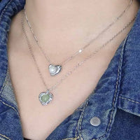 Green Crystal Heart Necklace in 925 Sterling Silver