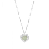 Green Crystal Heart Necklace in 925 Sterling Silver