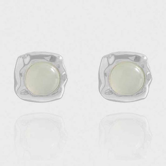 Irregular Border Green Crystal Stud Earrings