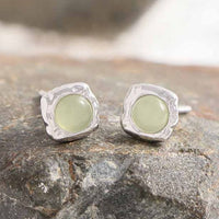 Irregular Border Green Crystal Stud Earrings