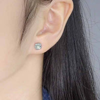Irregular Border Green Crystal Stud Earrings