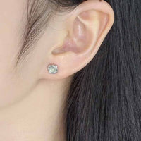 Irregular Border Green Crystal Stud Earrings
