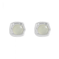Irregular Border Green Crystal Stud Earrings
