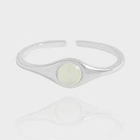 Green Crystal Adjustable Ring in 925 Sterling Silver