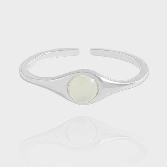 Green Crystal Adjustable Ring in 925 Sterling Silver