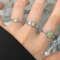 Green Crystal Adjustable Ring in 925 Sterling Silver