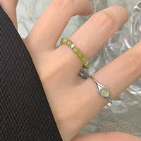 Green Crystal Adjustable Ring in 925 Sterling Silver