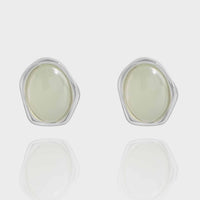 Green Crystal Grape Stud Earrings, 925 Sterling Silver