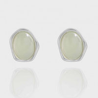 Green Crystal Grape Stud Earrings, 925 Sterling Silver