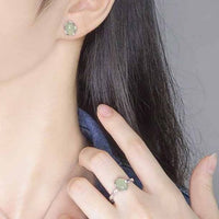 Green Crystal Grape Stud Earrings, 925 Sterling Silver
