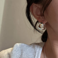 Simple Geometry Circle 925 Sterling Silver Hoop Earrings