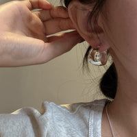Simple Geometry Circle 925 Sterling Silver Hoop Earrings