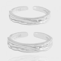 Irregular Lines 925 Sterling Silver Adjustable Couple Ring