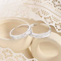 Irregular Lines 925 Sterling Silver Adjustable Couple Ring