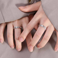Irregular Lines 925 Sterling Silver Adjustable Couple Ring