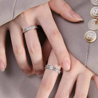Irregular Lines 925 Sterling Silver Adjustable Couple Ring