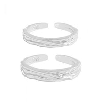 Irregular Lines 925 Sterling Silver Adjustable Couple Ring