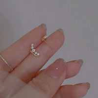 Crystal Crescent Moon Stud Earrings in 925 Sterling Silver