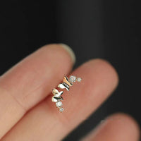 Flying Butterfly Crystal Sterling Silver Stud Earrings