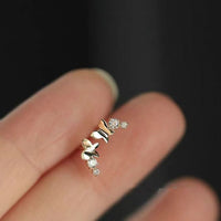 Flying Butterfly Crystal Sterling Silver Stud Earrings