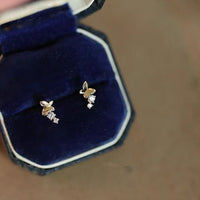 Flying Butterfly Crystal Sterling Silver Stud Earrings