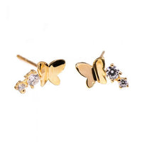 Flying Butterfly Crystal Sterling Silver Stud Earrings