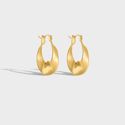 Elegant Twisted Circle Sterling Silver Hoop Earrings