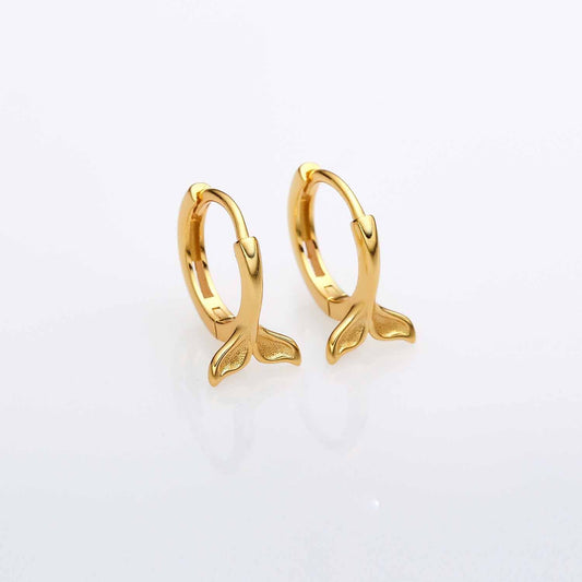 Mermaid Fish Tail 925 Sterling Silver Hoop Earrings