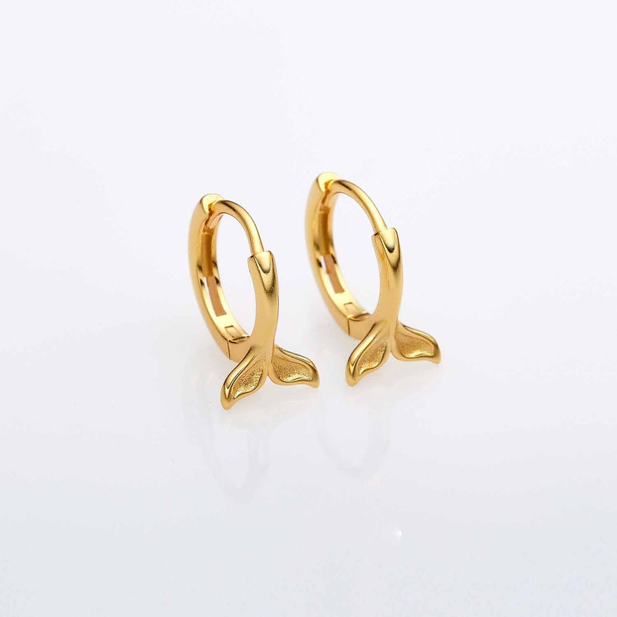 Mermaid Fish Tail 925 Sterling Silver Hoop Earrings