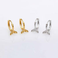 Mermaid Fish Tail 925 Sterling Silver Hoop Earrings