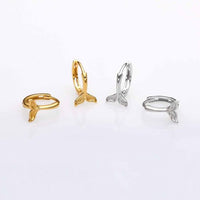 Mermaid Fish Tail 925 Sterling Silver Hoop Earrings