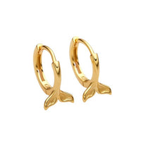 Mermaid Fish Tail 925 Sterling Silver Hoop Earrings