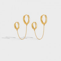 Double Crystal Chain Hoop Earrings in 925 Sterling Silver