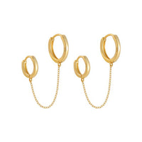 Double Crystal Chain Hoop Earrings in 925 Sterling Silver