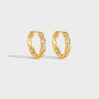 Hollow Crystal Chain Hoop Earrings, 925 Sterling Silver