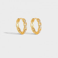 Hollow Crystal Chain Hoop Earrings, 925 Sterling Silver