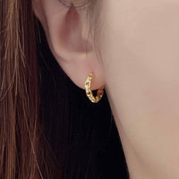 Hollow Crystal Chain Hoop Earrings, 925 Sterling Silver
