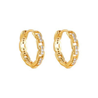 Hollow Crystal Chain Hoop Earrings, 925 Sterling Silver