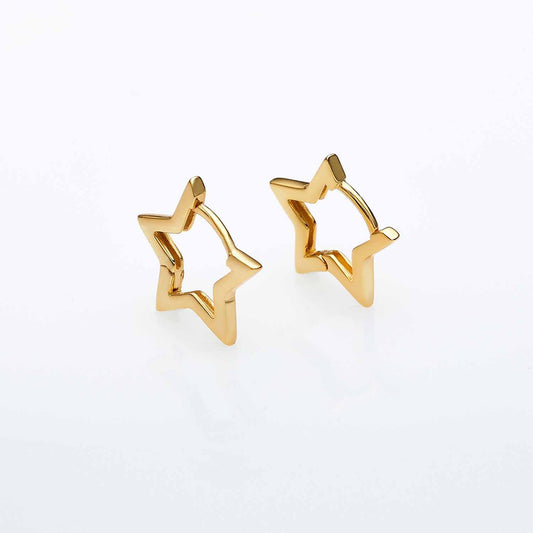 Hollow Irregular Star Hoop Earrings, 925 Sterling Silver