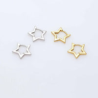 Hollow Irregular Star Hoop Earrings, 925 Sterling Silver