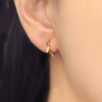 Hollow Irregular Star Hoop Earrings, 925 Sterling Silver